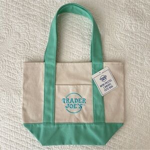 Trader Joe’s Mini Pastel Canvas Tote Bag – GREEN NWT
